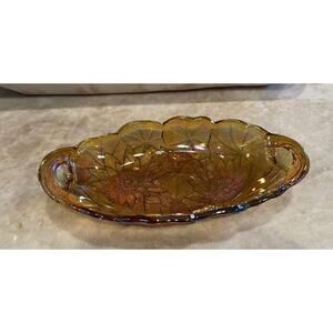 Vtg Indiana glass Marigold carnival glass pickle dish